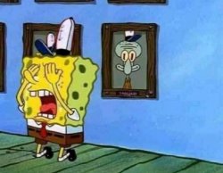 Spongebob crying from painting Meme Template