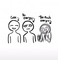 Calm, No energy, Too much energy Meme Template