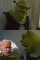 Shrek Yelling at Biden Meme Template
