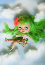 girl with green hair free falling Meme Template
