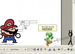 Yoshi and Mario kills a peepoodo fan Meme Template
