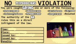 No peepoodo fans violation Meme Template