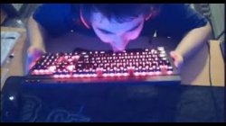 Kurumi licking his keyboard Meme Template