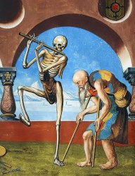 Death mocks a beggar by Niklaus Manuel 1516 Meme Template