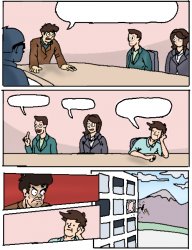 Boardroom meeting redrawn-gay dinosaur Meme Template