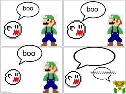 Boo Scares Luigi Meme Template
