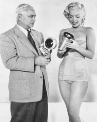 Marilyn Monroe and special effects artist Sol Halperin promoting Meme Template
