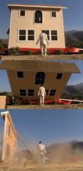 House Falling On Man Meme Template
