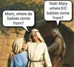 Mary where do babies come from Meme Template