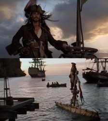 Jack Sparrow Sinking Pirate of the Carribean Meme Template