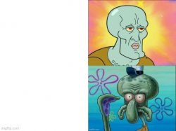 Squidward with text boxes Meme Template