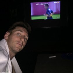 Lionel Messi laying back Meme Template