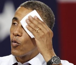 Obama relieved with handkerchief Meme Template