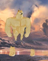 buff doge looking at small doge Meme Template