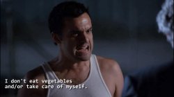 Nick Miller I don’t eat vegetables and/or take care of myself Meme Template