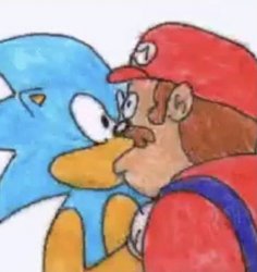 sonic and mario kissing Meme Template
