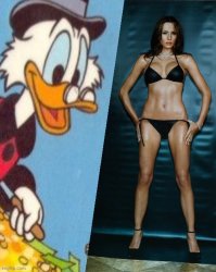 Scrooge McDuck looks at Melania Trump Meme Template