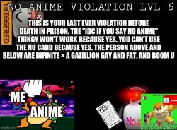 no Anime Violation Lvl 5 Meme Template