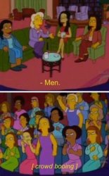 Simpsons men crowd booing Meme Template