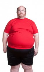 Obese fat man red shirt shorts Meme Template