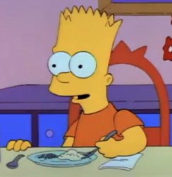 bart simpson eats dinner and stares Meme Template