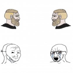 Chad vs masked soyboy Meme Template