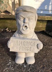 Trump big mouth America First statue Meme Template