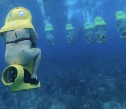 Naked Underwater Scooting Meme Template