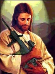 Holy sniper Jesus with gun Meme Template