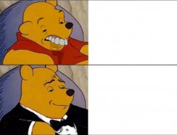 cursed pooh tuxedo pooh Meme Template