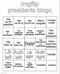 Imgflip President Bingo Meme Template