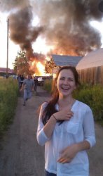 woman laughing burning house Meme Template