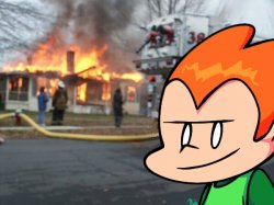 Pico Recording a on fire building Meme Template