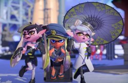 splatoon 3 Squid sisters and Cap'n 3 pose Meme Template