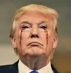 Trump Satan 666 Bleeding Eyes Evil Beast Son Meme Template