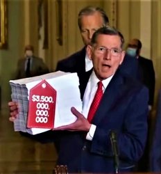 Senator Barrasso shows 3.5 Trillion bill Meme Template