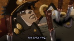 JoJo's Bizarre Adventure Talk about irony Meme Template