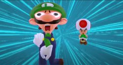 Toad chasing Luigi Meme Template