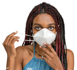 Black woman putting mask on Meme Template