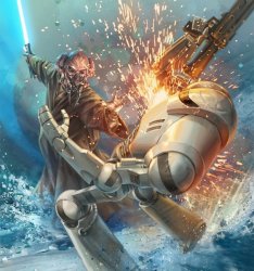 Plo Koon destroys a super battle droid Meme Template