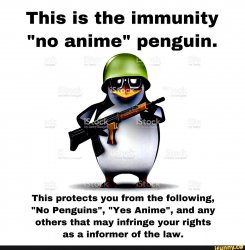 immunity no anime penguin Meme Template