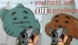 You have lost life privilege Meme Template