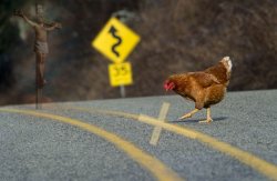 father son and holy ghost chicken crossing road Meme Template