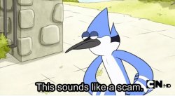 Mordecai This sounds like a scam. Meme Template