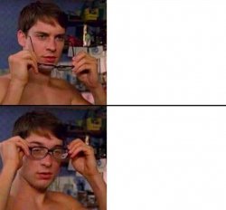 glasses on and off Meme Template