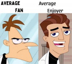 Average Fan vs Average Enjoyer Doofenshmirtz Meme Template