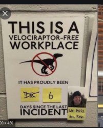 No velociraptors in the workplace Meme Template