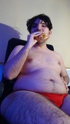 Fat boy eating burger Meme Template