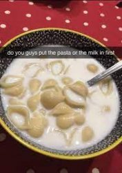 milk with pasta Meme Template