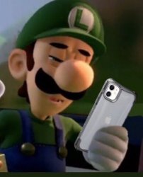 Luigi Looking At iPhone Meme Template